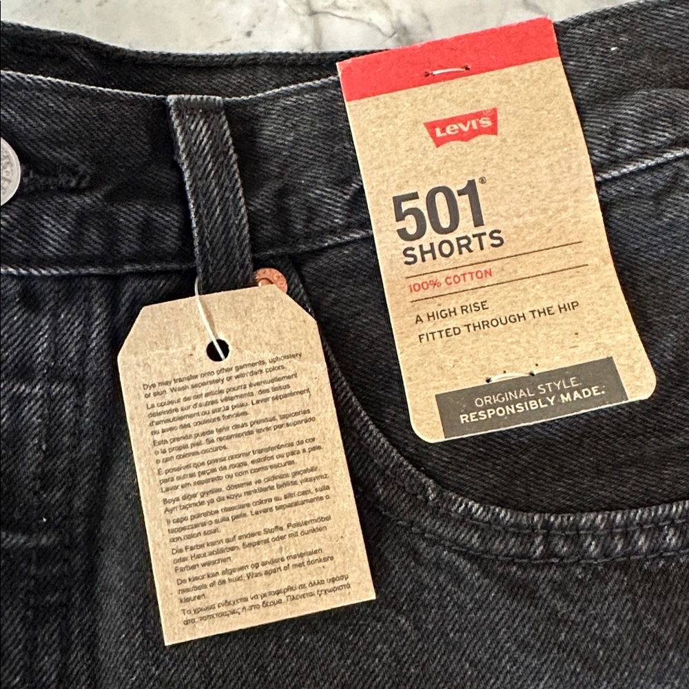 NWT! Levi's 501 Women's High Rise Black Jean Shorts - Picture 2 of 7